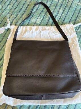 The Row Chocolate Brown Leather Hobo Shoulder Bag